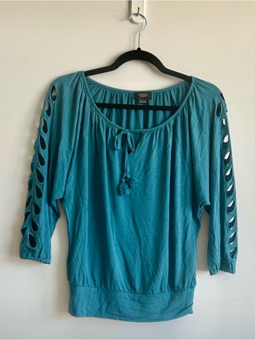 Anthropologie Deletta Cutout Sleeve Top XS Teal - Picture 2 of 8